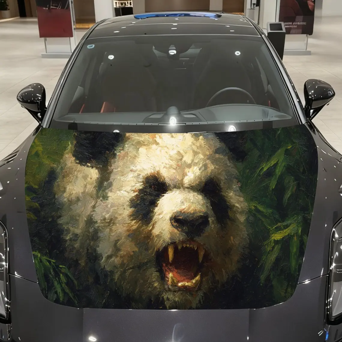 

Наклейка на капот автомобиля Dynamic Fierce Panda, водонепроницаемая самоклеящаяся виниловая наклейка на автомобиль, крутое украшение для автомобильной крышки, защита от царапин