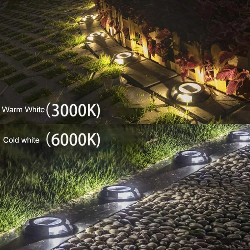 

4 LED Aluminium Alloy Solar Deck Light Blue Light Automatic Underground Lamp Driveway Ground Lamp Road Safety Marker