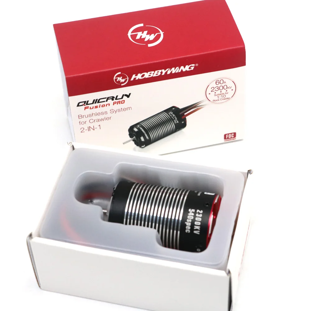 HobbyWing QuicRun Fusion pro 540 2300KV Motor sem escova embutido 60A ESC 2 em 1 para carro de escalada 1/10 RC