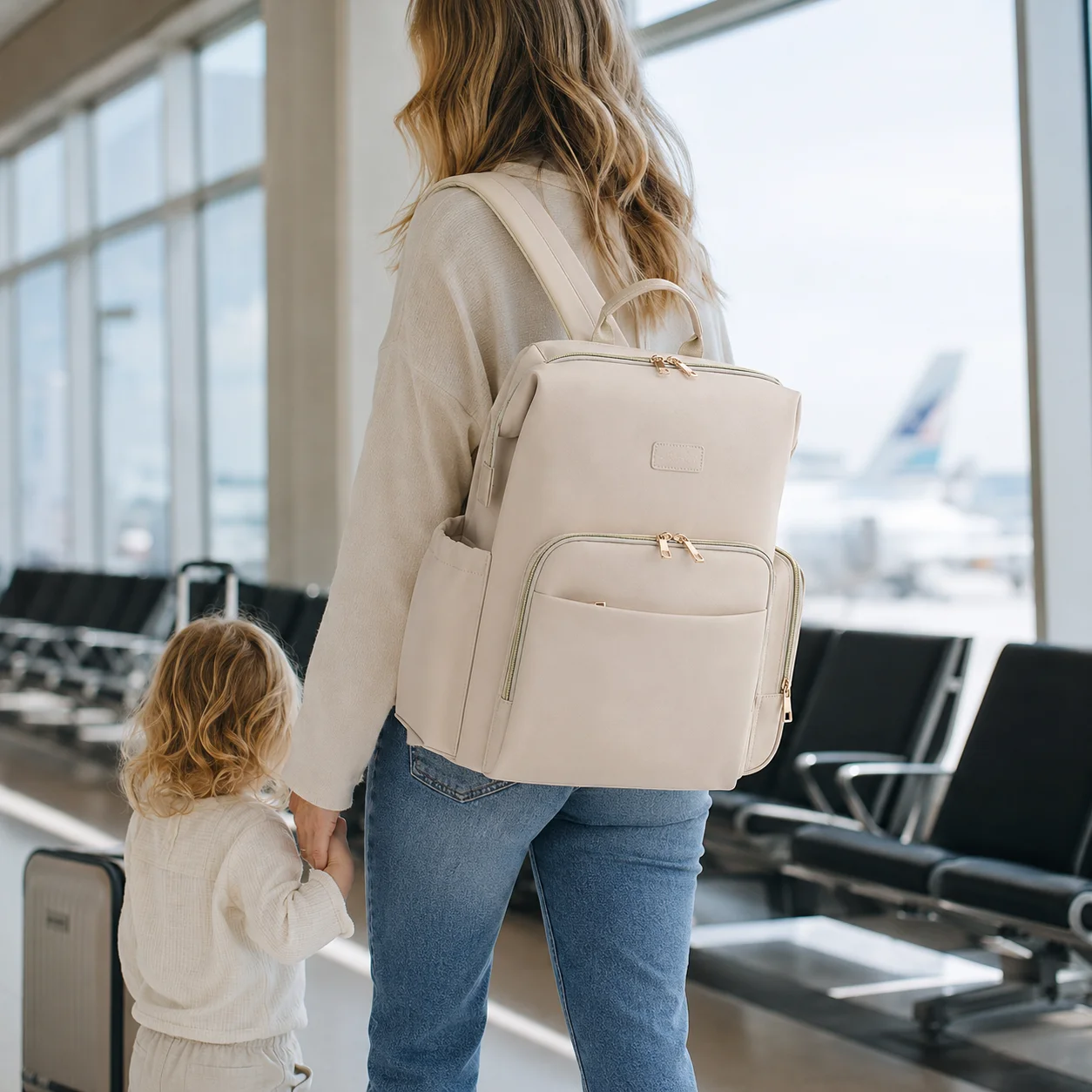 Waterproof PU Leather Mommy Backpack Large Capacity Multi Pocket Nursing Diaper Bag Travel Maternity Backpack For Outdoor Mom