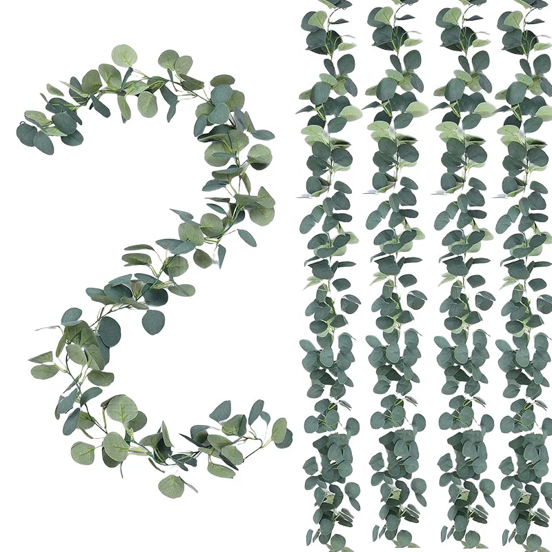 

5 Pack Artificial Eucalyptus Garland Faux Eucalyptus Leaves Vines Handmade Garland Greenery for Wedding Backdrop Decoration