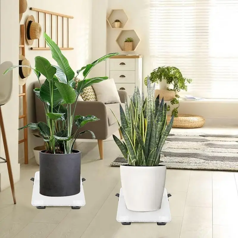 Plant Rollers With Wheels Clear Acrylic Square Wheeled Plant Stand Plant Stand Mover Garden Pot Mover Flower Stand For Indoor