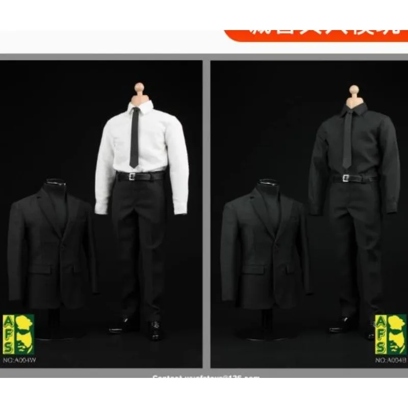 AFS A004 1/6 Male Soldier Gentleman Business Suit Shirt Pants Shoes Clothes Set Black Suit Model for 12