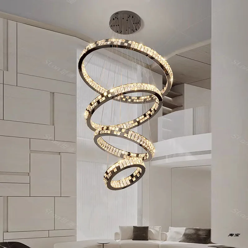 Modern Home Decoration Crystal Chandelier Stair Pendant Lamp Living Room Pendant Lights Interior Lighting