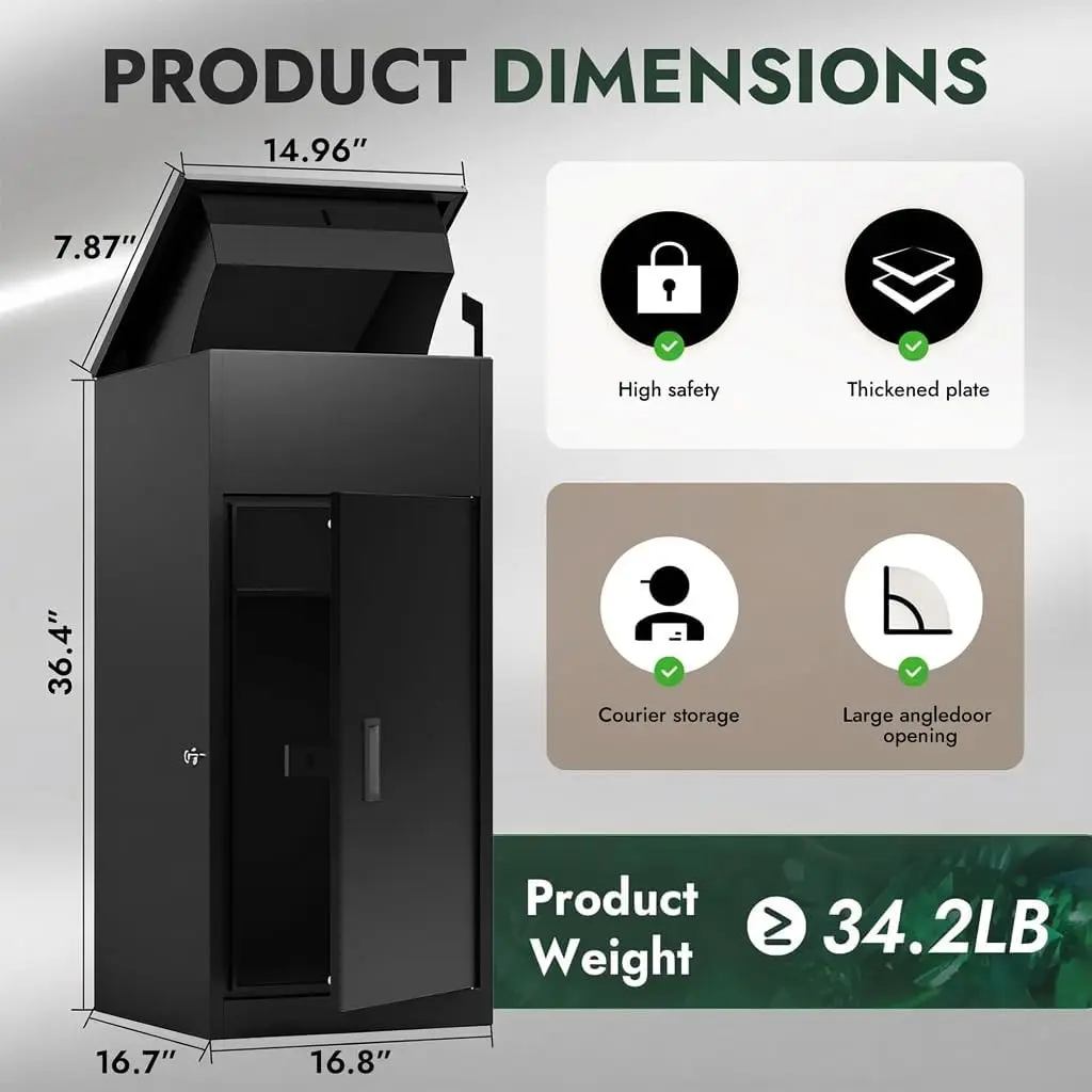 Package Delivery Boxes for Outside | Anti-Theft Parcel Box, Weatherproof Heavy-Duty Steel, Fits Multiple Packages, Easy
