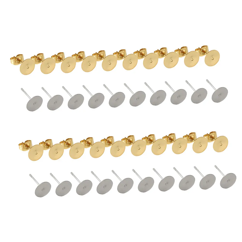

400Pcs Iron Earring Stoppers Alloy Back Set Corrosion Resistant Sturdy Flat Pad Posts for DIY Jewelry Making Earrings