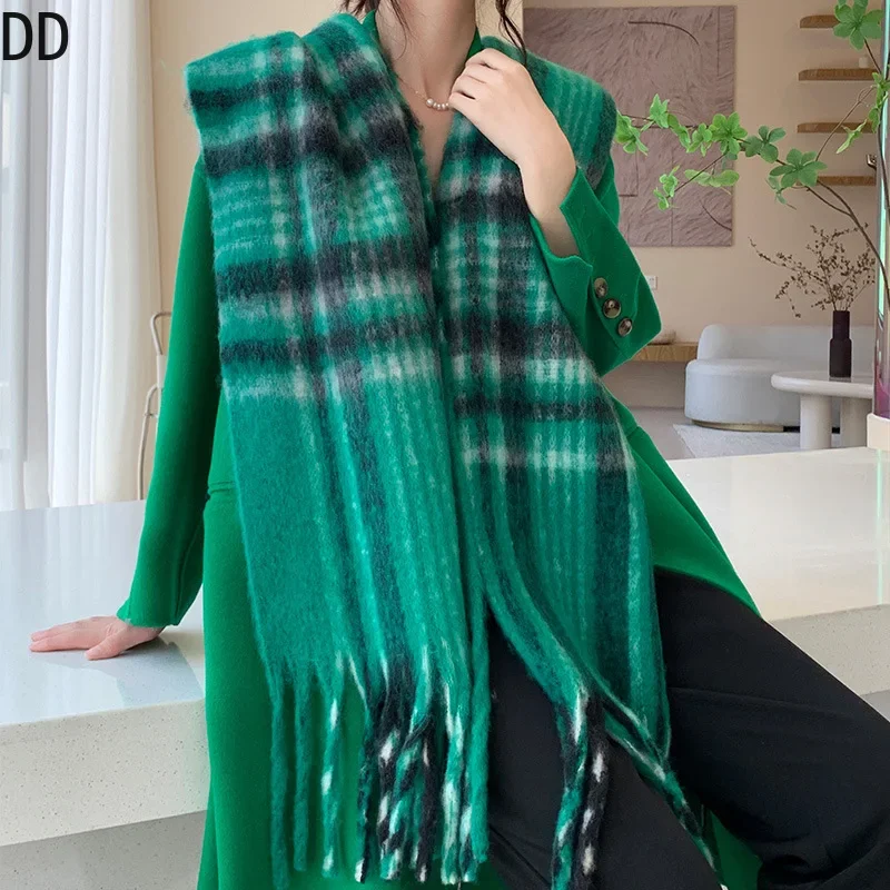 New Popular Scarf Women Thickened Colorful Plaid Tassel Warm Neck Shawl Fashionable and Versatile Outwear Female