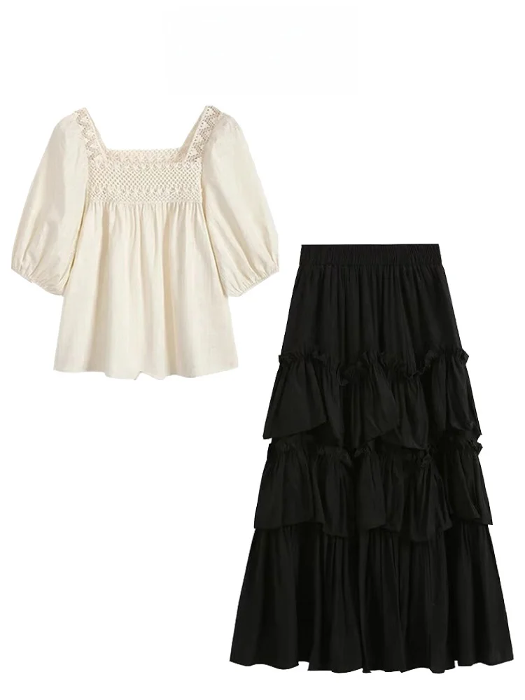 

plus Size Bubble Sve irt Vintage Pleated Slimming f Skirt Faionable Ladylike ort Sve irt Set Student orm