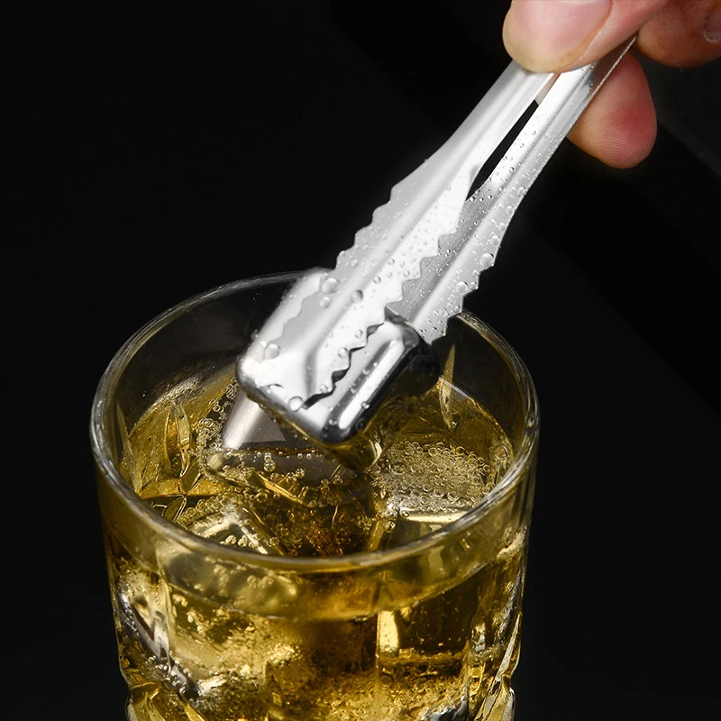 Pinzas de hielo de acero inoxidable, pinzas multifuncionales para cena, barbacoa, pastel de pan, pinzas para comida de fiesta, Bar, cubo de hielo, suministros
