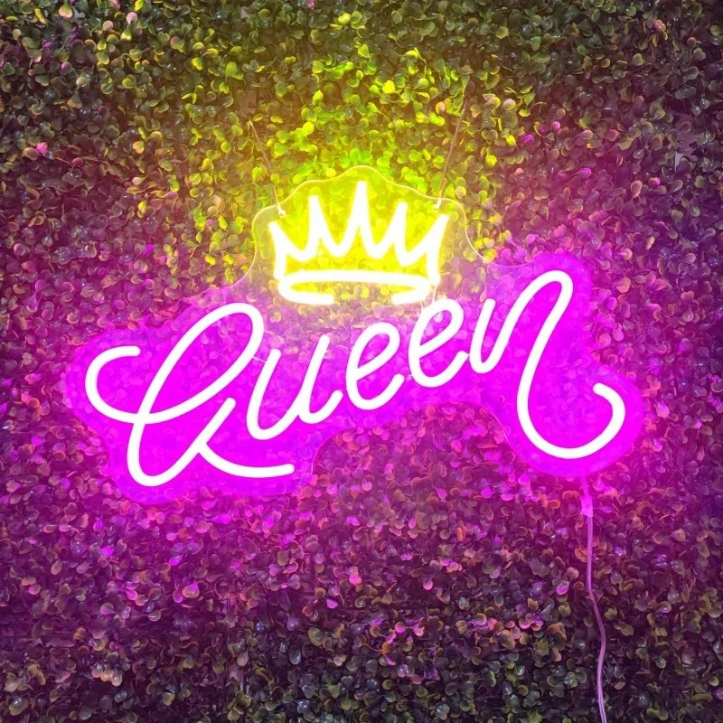 Crown Queen Multicolor Neon Light, USB Operated Wall Decor with Switch Ideal for Family Gatherings, Weddings & Party Ambiance