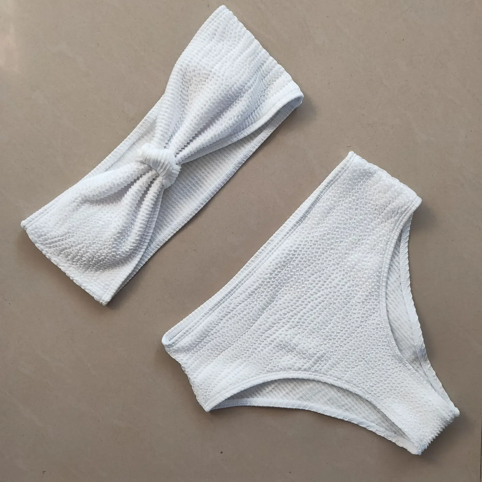 Conjunto De Bikinis Bandeau con nudo frontal, Bikini Sexy con Tanga De cintura alta, traje De baño, Conjunto De Bikini, Tankini, ropa De playa