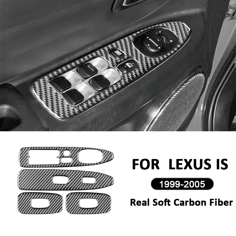 

For LEXUS IS 1999-2005 Carbon Fiber Car Window Lifter Switch Control Panel Adjusting Button Frame Interior Decoration Sticker