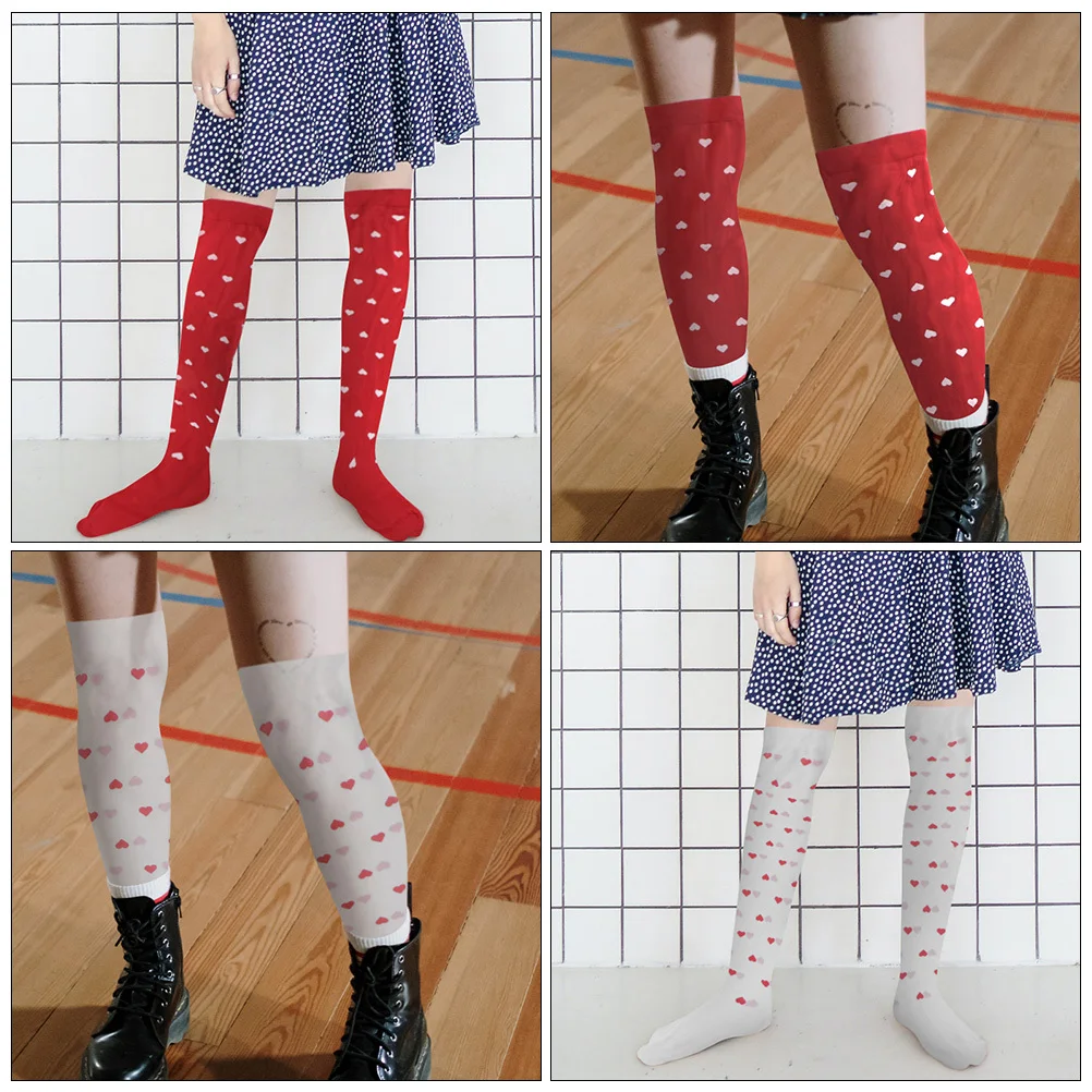 

Valentines Day Heart Pattern Socks Women Stocking Romantic Knee High Quality Material Leg Shape Ideal