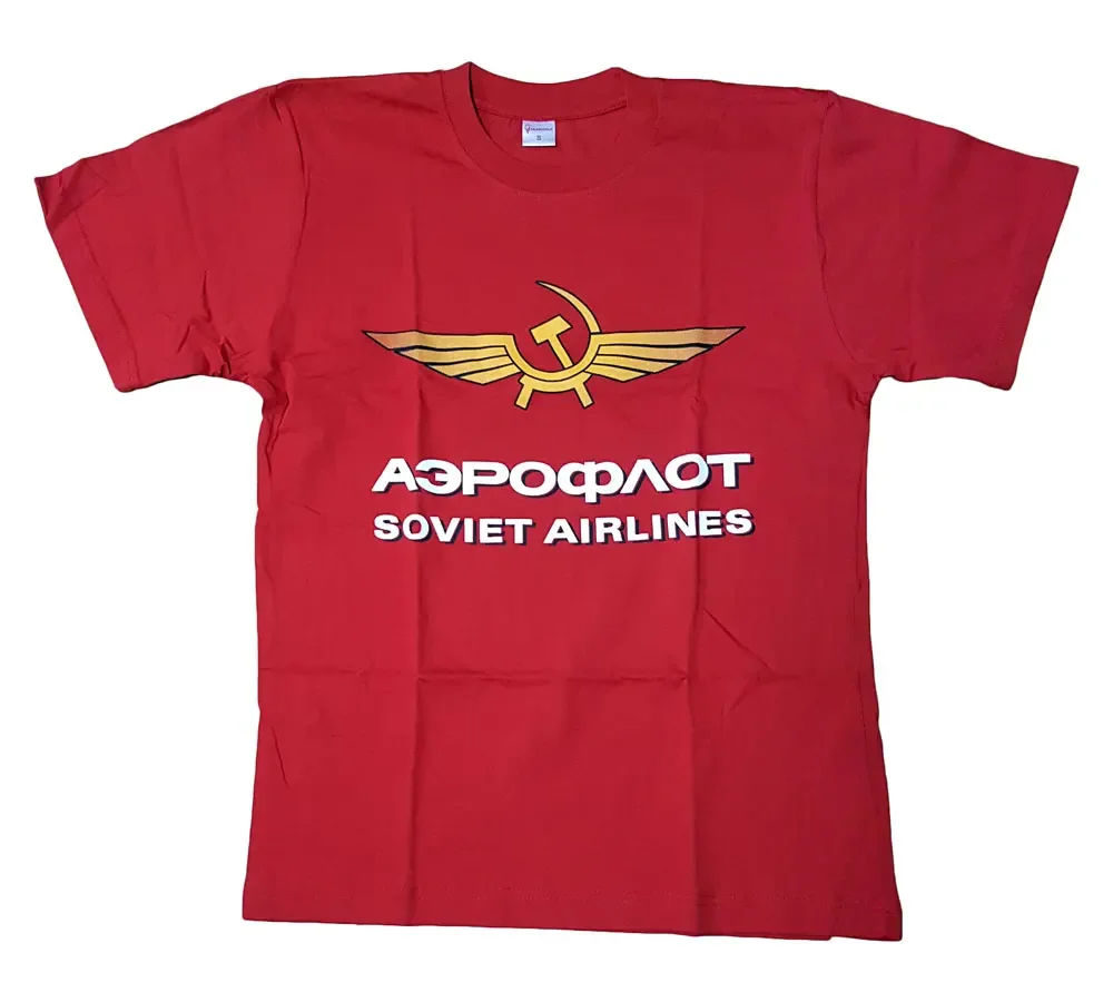 Aeroflot Soviet Airlines T-Shirt. Summer Cotton Short Sleeve O-Neck Mens T Shirt New S-3XL