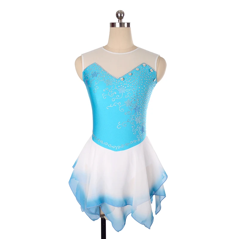 Figure Skating Dress Girl Long Sleeve Dress Woman Dance Costume Sexy Skating Dress