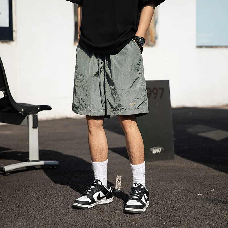 Beach shorts sporty lightweight casual contrasting embroidered cropped pants basketball shorts streetwear pants