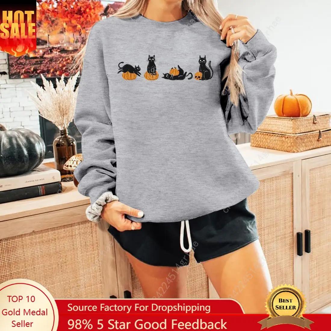 

LUKYCILD Halloween Sweatshirts for Women Spooky Season Pullover Ghost Pumpkin Graphic Shirts Casual Long Sleeve Tops