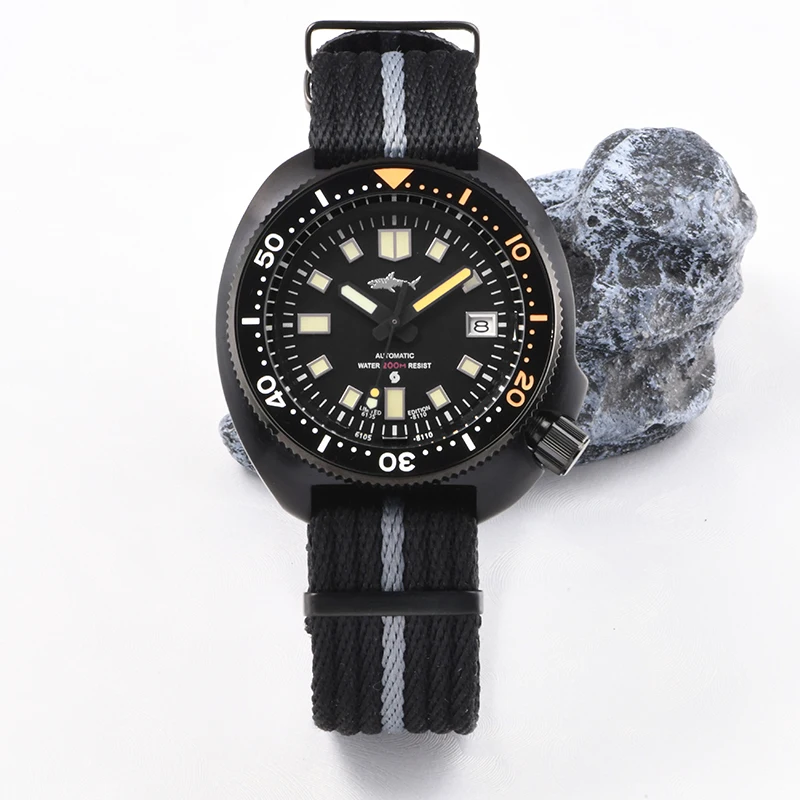 Heimdallr herenhorloges 44 mm PVD 6105 duikhorloge Japan NH35 uurwerk automatisch 200 m waterdicht keramische bezel polshorloge