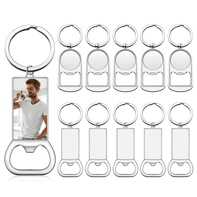 A003 20 шт., сублимационные заготовки, брелки, пустая металлическая открывалка для бутылок, брелоки, прямоугольные сублимационные брелки с теплопередачей