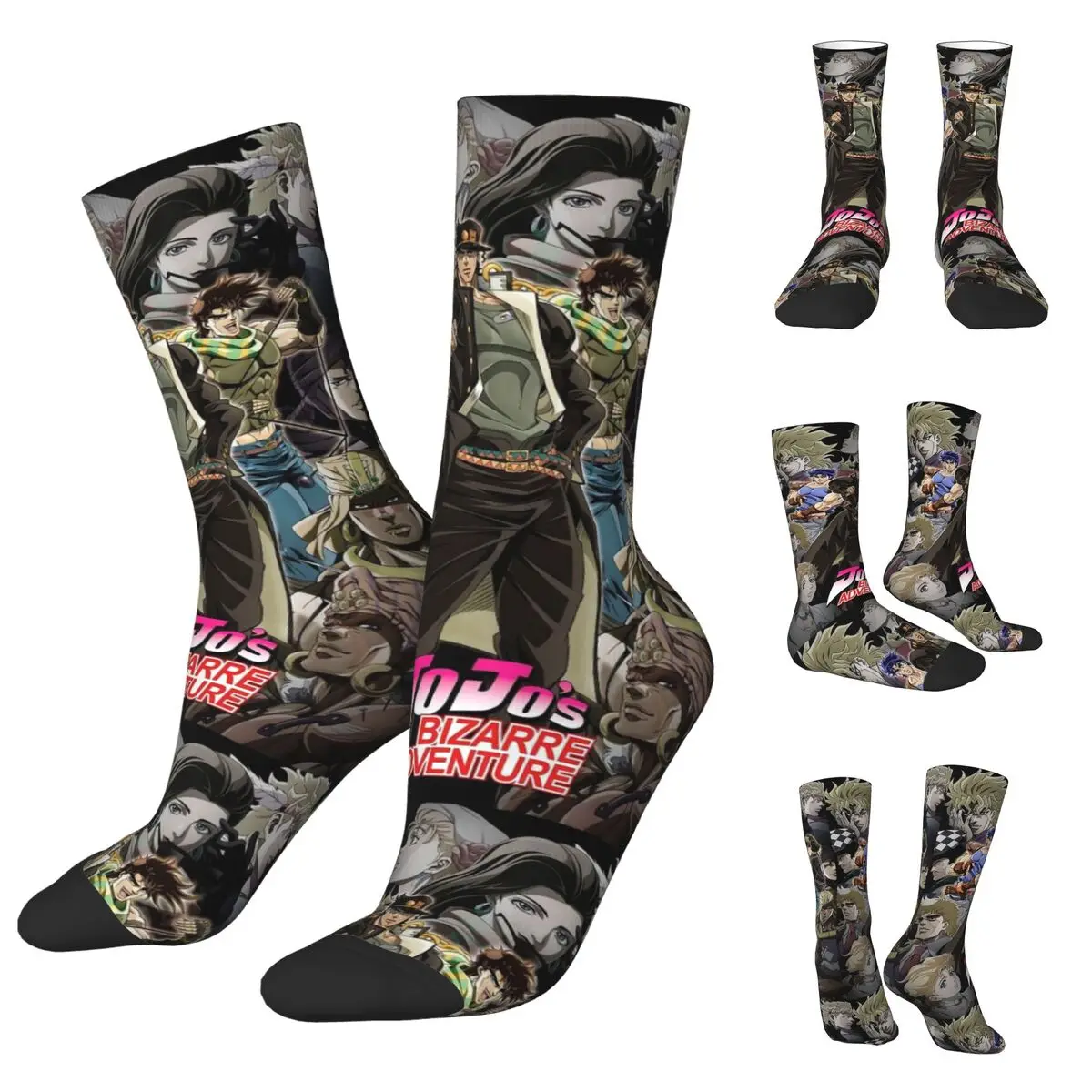 Jojo Bizarre Adventure Unisex Socks,Windproof 3D Print Happy Socks Street Style Crazy Sock