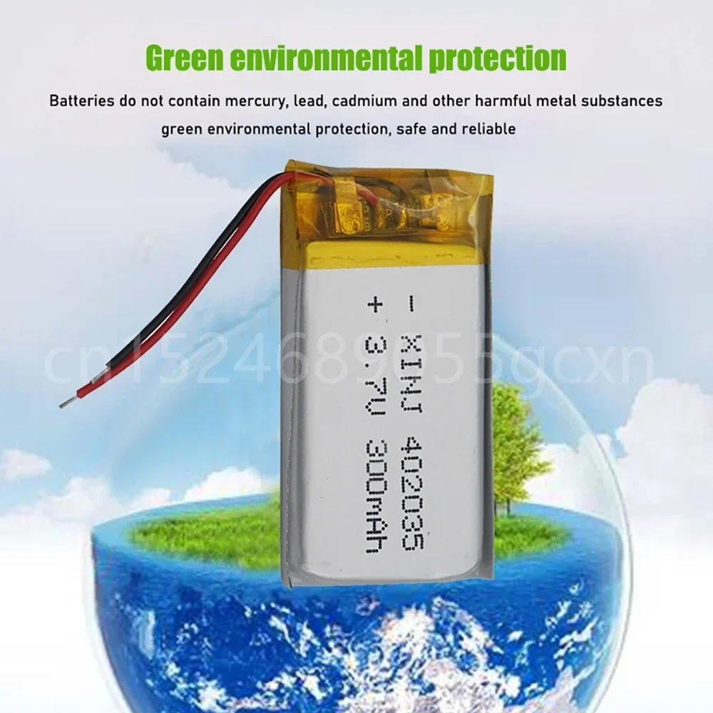 Wysokiej jakości 3,7 V 402035   Baterie litowo-polimerowe Lipo 300mAh Zamiennik baterii litowo-jonowej do zestawu słuchawkowego Bt Zabawki MP3