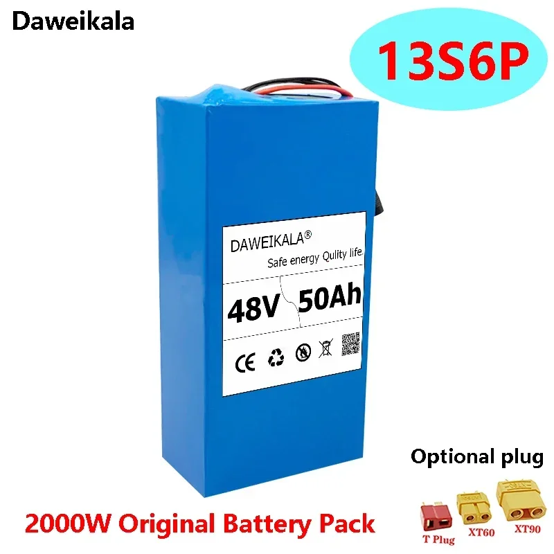 

Original 18650 13S6P 48V 50000mAh 2000W Lithium Ion Battery Pack for 54.6V Electric Bicycle+Built-in BMS Optional Plug
