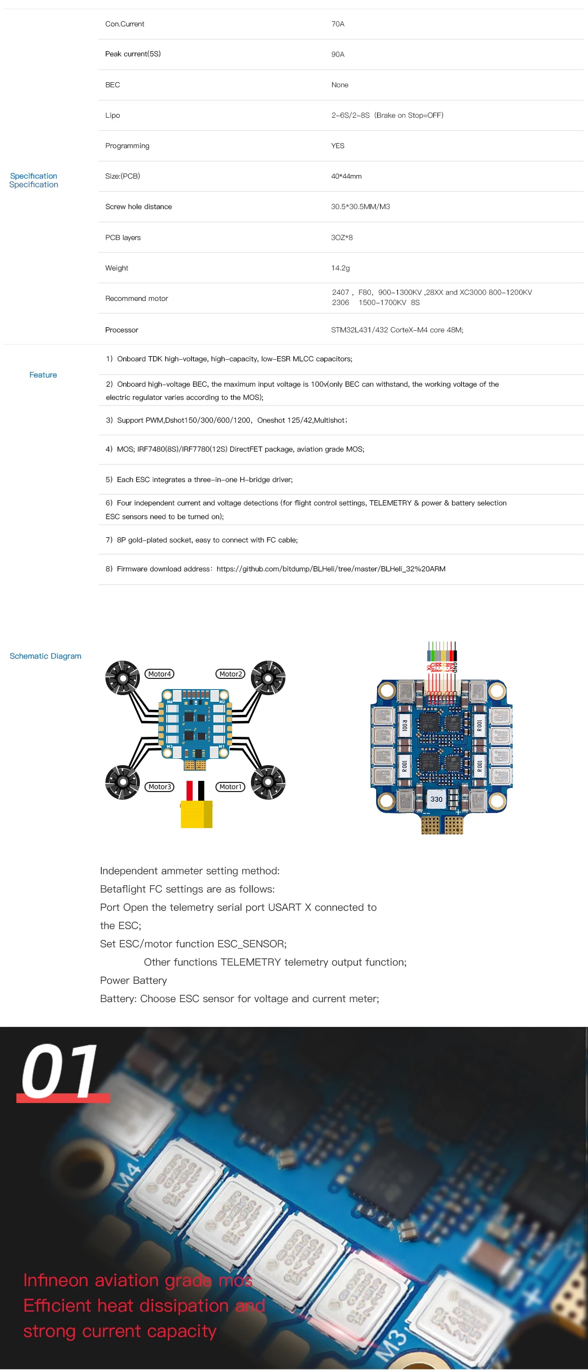 MAD BLHeli-32 70A 8S 4IN1 ESC Regulator brushless motor controller