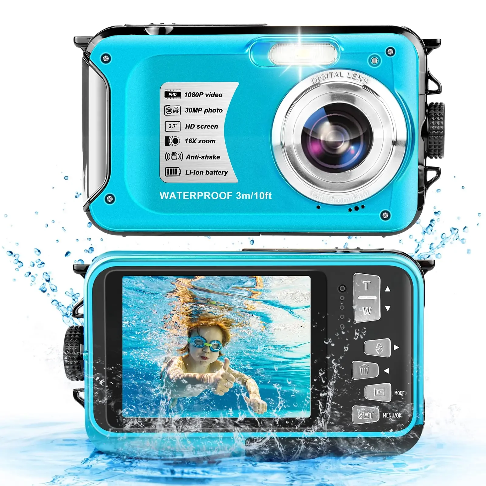 Video Camcorder Sport Digital Camera Waterproof Camera Shockproof For Swimming Underwater Digital Camera 1080P HD Dual Screen