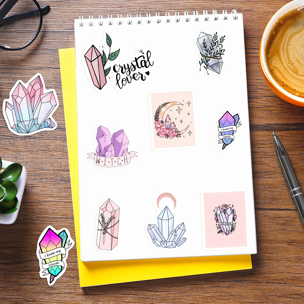 Colorful Witch Lucky Crystal Graffiti Stickers Green Aesthetic PVC for DIY Diary Laptop Luggage Skateboard Graffiti DecalsToy