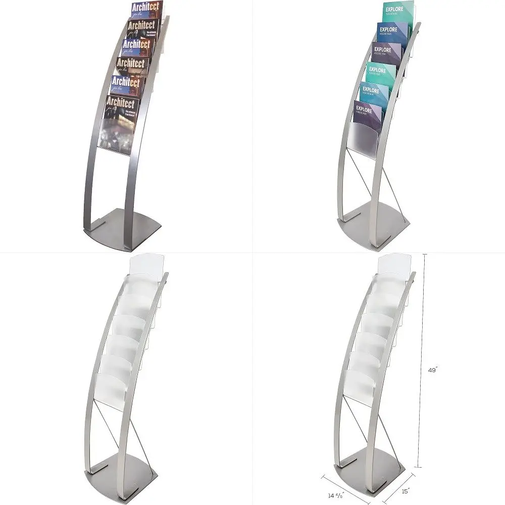 

Row 23Pocket Steel Magazine Rack, Floor Wall Mount Design, 10 W x 4 D x 65.5 H, Durable Steel Construction, GREENGUARD Approved