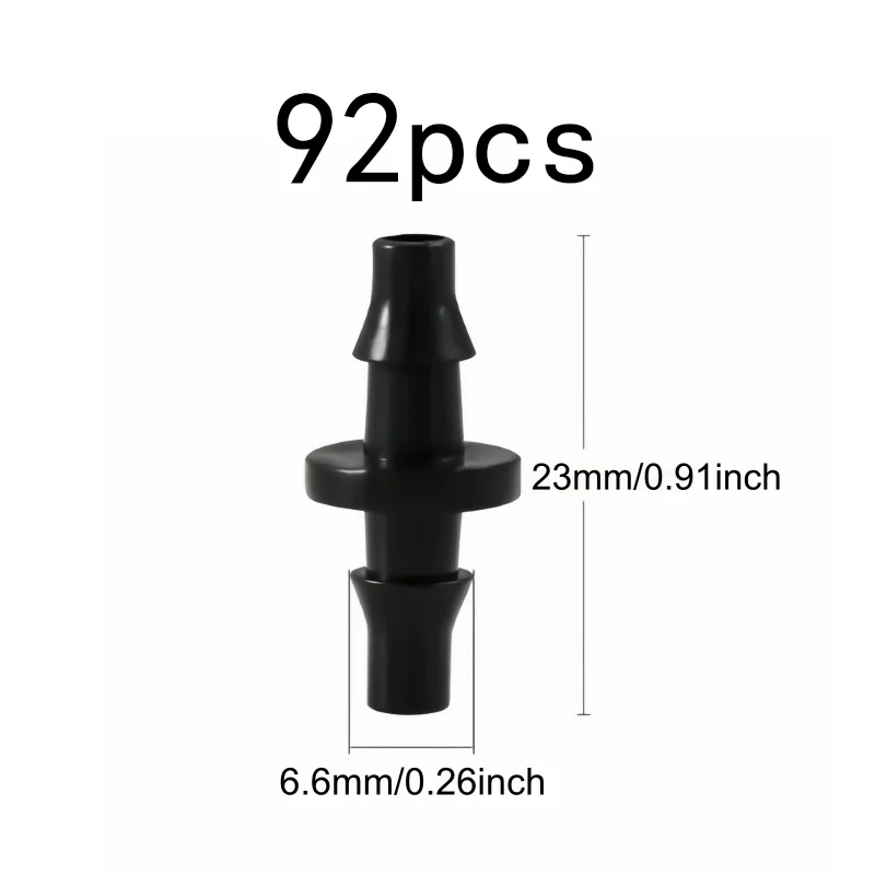 92Pcs Double Barb Drip Irrigation Fittings, Leakproof Secure for Balcony Garden, Water-Saving Irrigation Parts