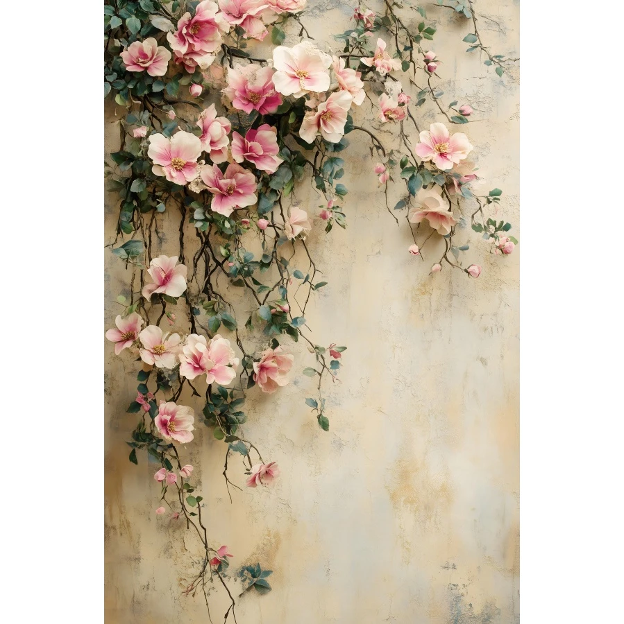Romantic Floral Backdrop Baby Shower Pink Rose Flower Vine Pattern Newborn Kids Portrait Photography Backgrounds Studio Props
