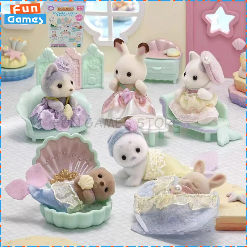 

New SYLVANIAN FAMILIES Blind Box Mermaid Costume Mystery Box Rich Dress Afternoon Tea Blind Bag Kawaii Collect Custom Girl Gifts