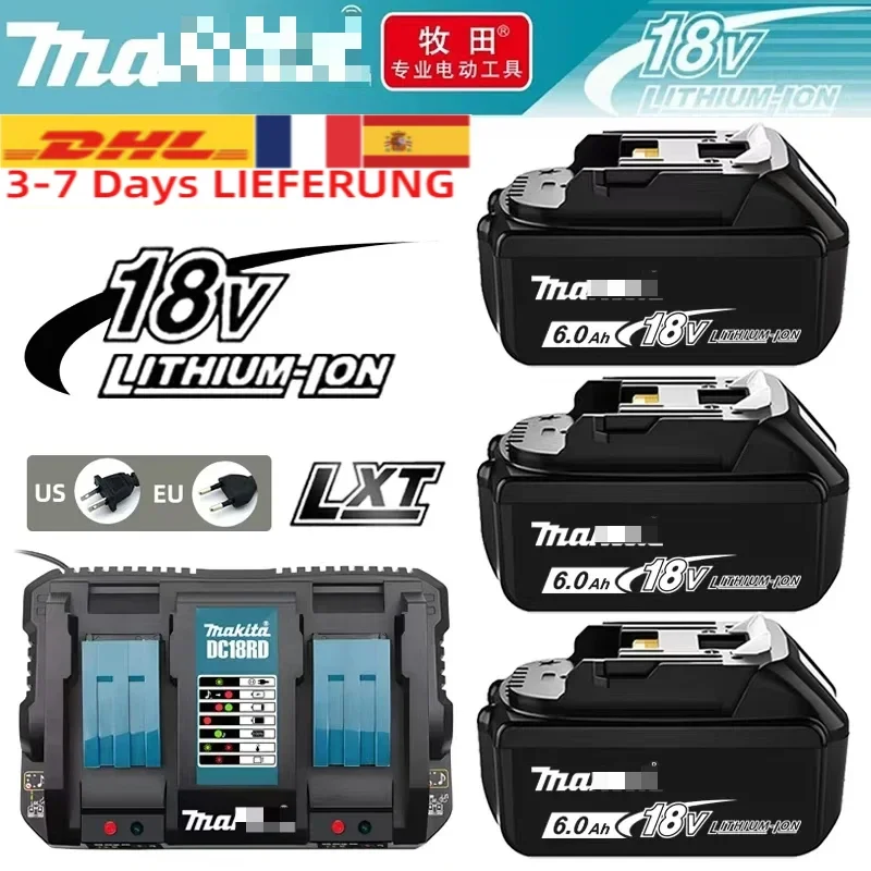 Makita 18V 6.0Ah Rechargeable Lithium-ion Battery, Makita BL1840 BL1830 BL1830B BL1830B BL1850B Original Power Tool Battery