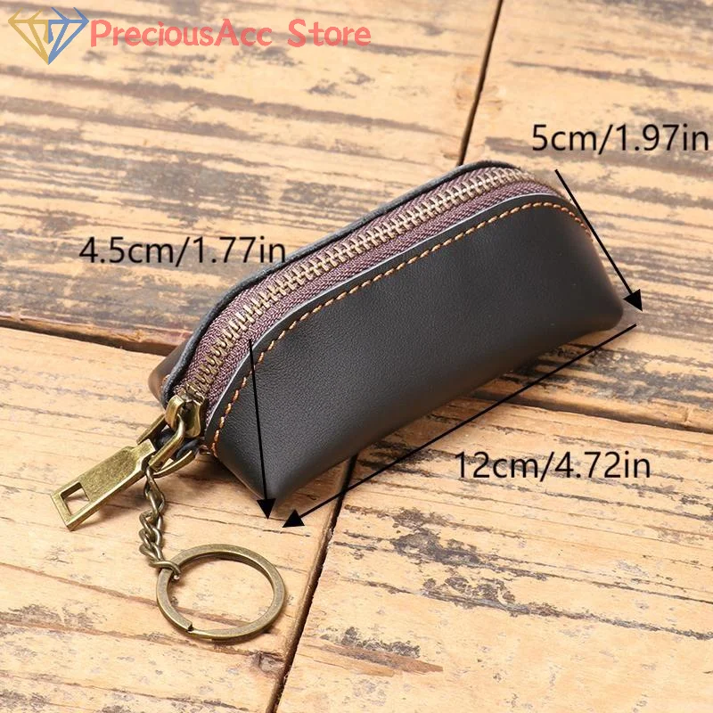 Retro Leather Zipper Coin Bag Simple Clutch Wallet Credit Card Holder Key Bags Men Money Change Pouch Business Wallet Gifts