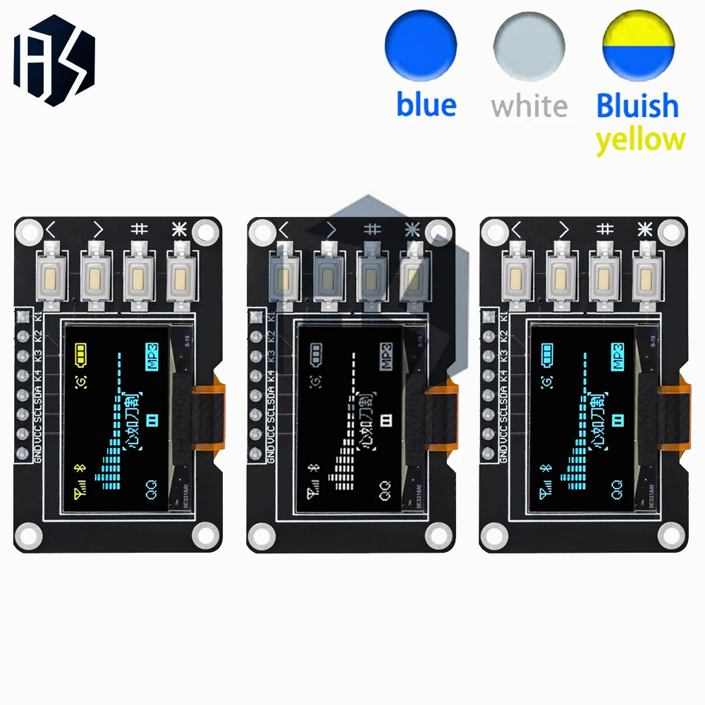 Arduino用OLEDLCDスクリーンボード,4x4キー付きディスプレイ,i2C,ssd1315,iic,白,黄,青,青,12864, 0.96インチ,新製品