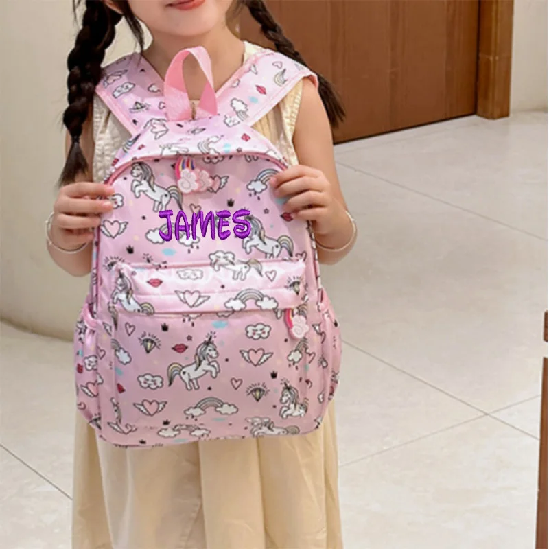 Tas ransel MINI ของผู้หญิงลายม้าสีรุ้งปักกระเป๋าเป้แฟชั่นขนาดเล็กกระเป๋าเป้ tas Sekolah anak perempuan นักเรียนเฉพาะบุคคล