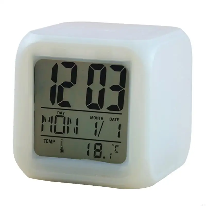 Convenient Alarm Clock with Temperature Calendar Music Display for Heavy Sleepers Kid Travel Bathroom Office Bedside Use