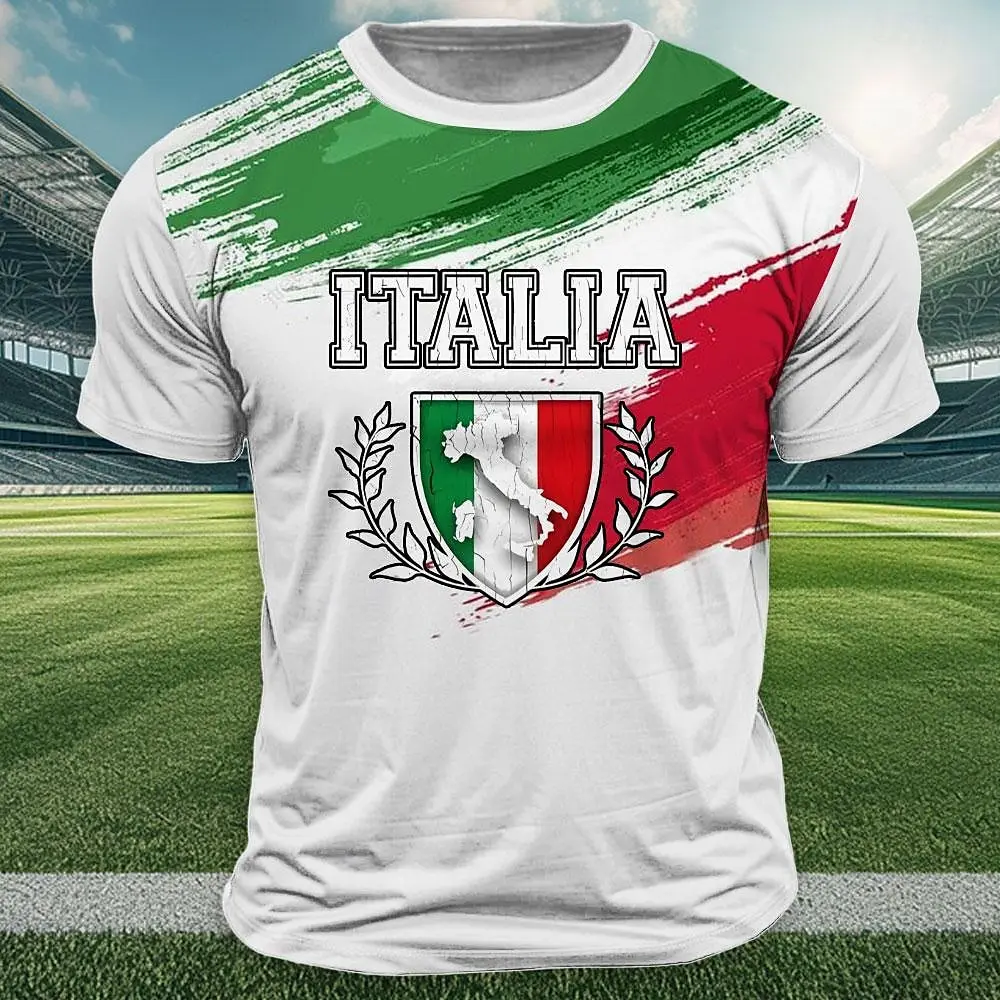 Italy National Flag Print T Shirt For Men Summer Outdoor Jersey Sports Tops Casual O-Neck Loose Short Sleeve Fashion Tracksuits