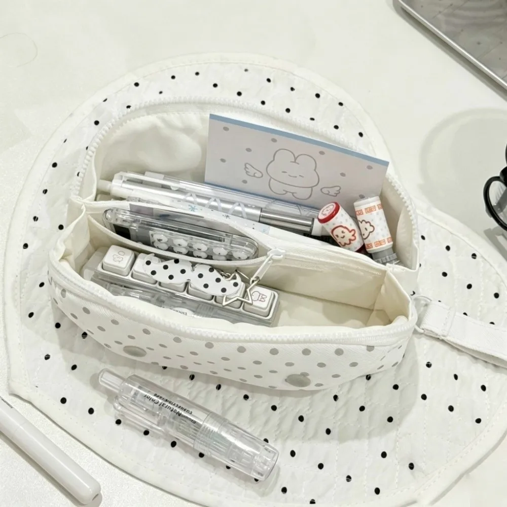 Polka-Dot Pattern Pencil Case Large Capacity Multi-functional Stationery Storage Bag Shell Shape High-Aesthetic Pen Pouch
