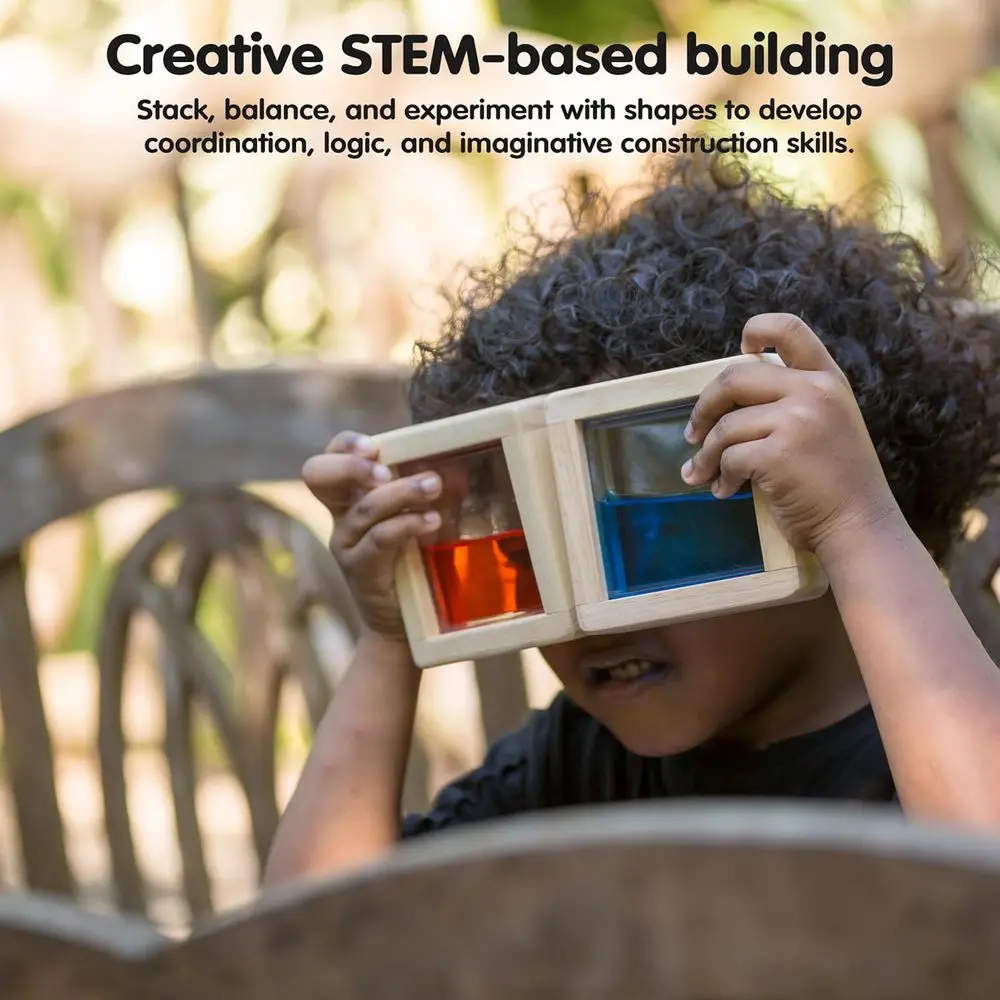 Bloques de agua de madera Montessori: aprendizaje sensorial, STEM, luz y color |   Desarrollo ecológico, de creatividad y habilidades motoras finas