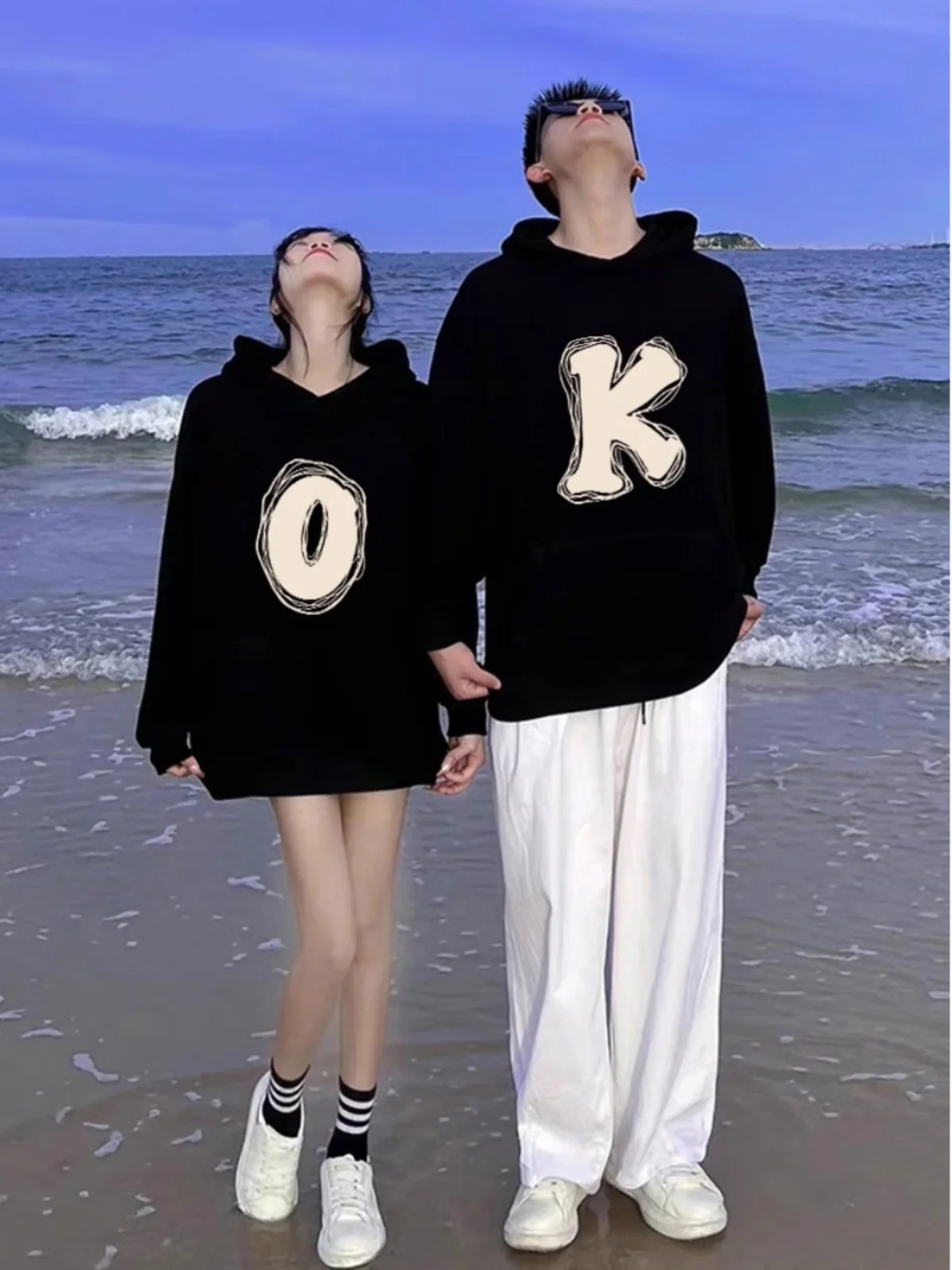 Autumn Winter Couple Matching Bla Hoodie Long Sve Men's Sle Faionable Brand High Quali Hooded Jaet Streetwear