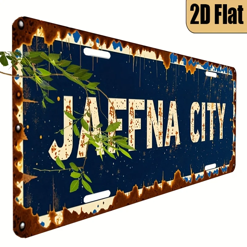 1pc Vintage Jaffna City License Plate - Sri Lanka-Themed 6x12 Inch Antique-Style Aluminum Car Number Plate for Vehicle & Decor,