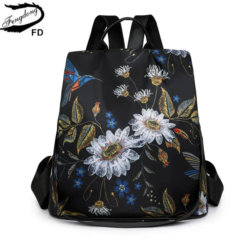 

vintage backpack for women casual black backpack flowers female Anti-theft backpack woman travel shoulder bag gift for mother