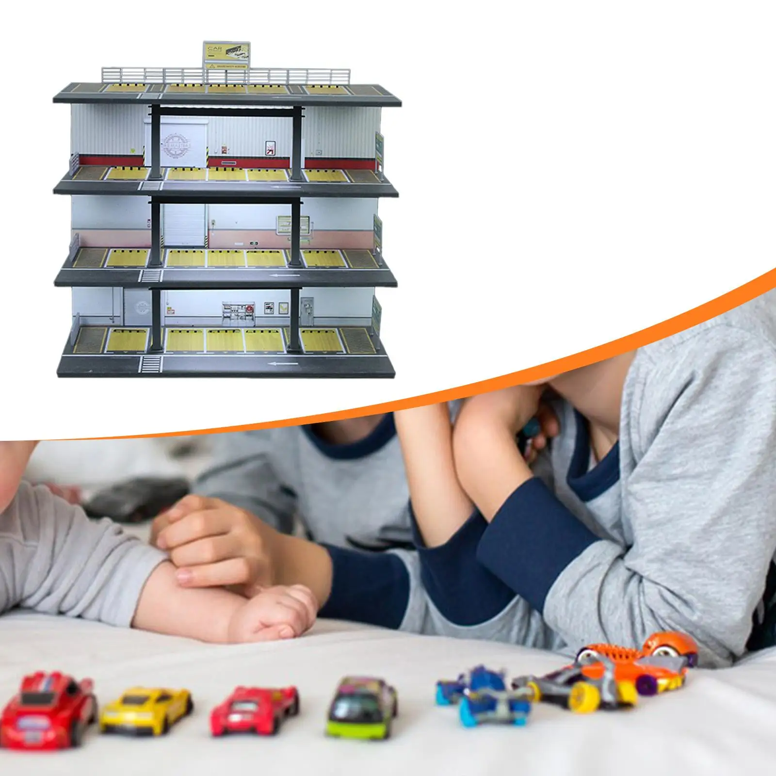 Miniature Garage Diorama Display Case for 1/64 Scale Model Cars Acrylic Parking Lot Scene Organizer with USB Light Home Decor
