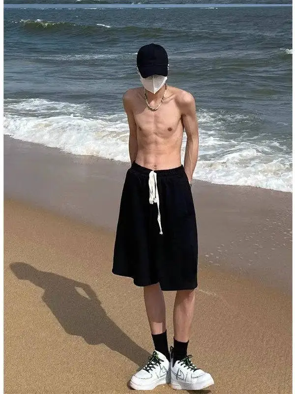 

Мужские повседневные брюки American Sle Qui Dry Beach orts Ice Silk Six Seven Length до колена Over Basketball, летние брюки для отдыха