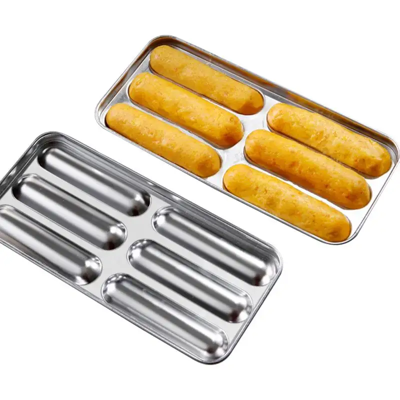 Hot Dog Maker Mold 6 Cavity Smooth Non-Stick Sausage Plate Sausage Mold Baby Food Supplement Hot Dog Mold Baking Mold Sausage