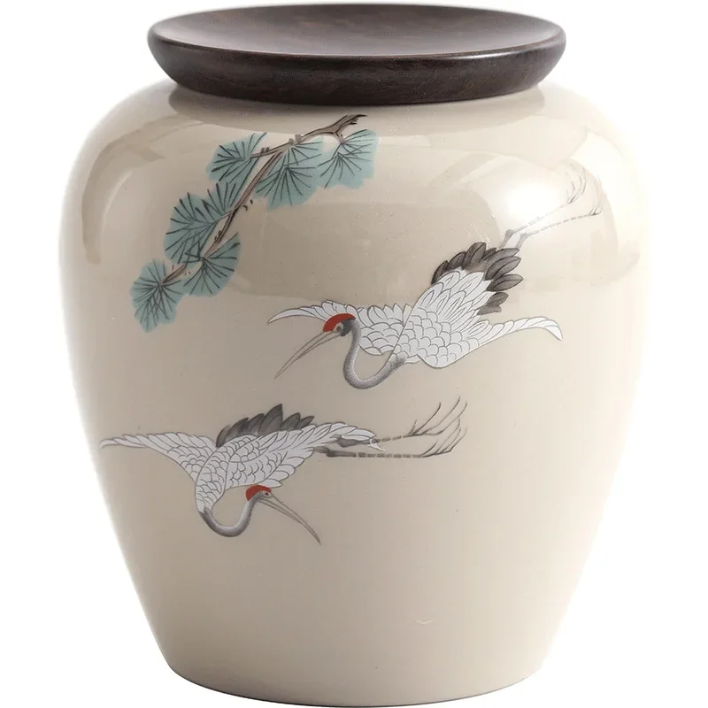 Ceramic tea can set, large half-catty sealed storage jar, corked tea packaging can.