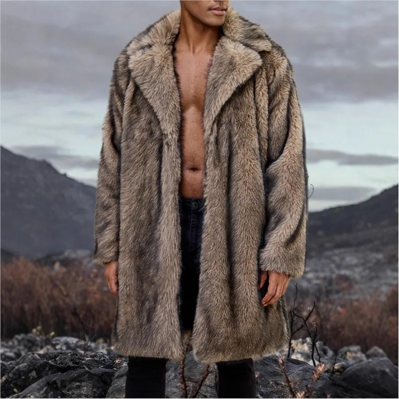 الدفء السترات إطالة معاطف الفراء رقيق معاطف طويلة سترة ملابس خارجية 2025 خريف شتاء رشاقته ريترو رجالي فو الثعلب الفراء القمم #3