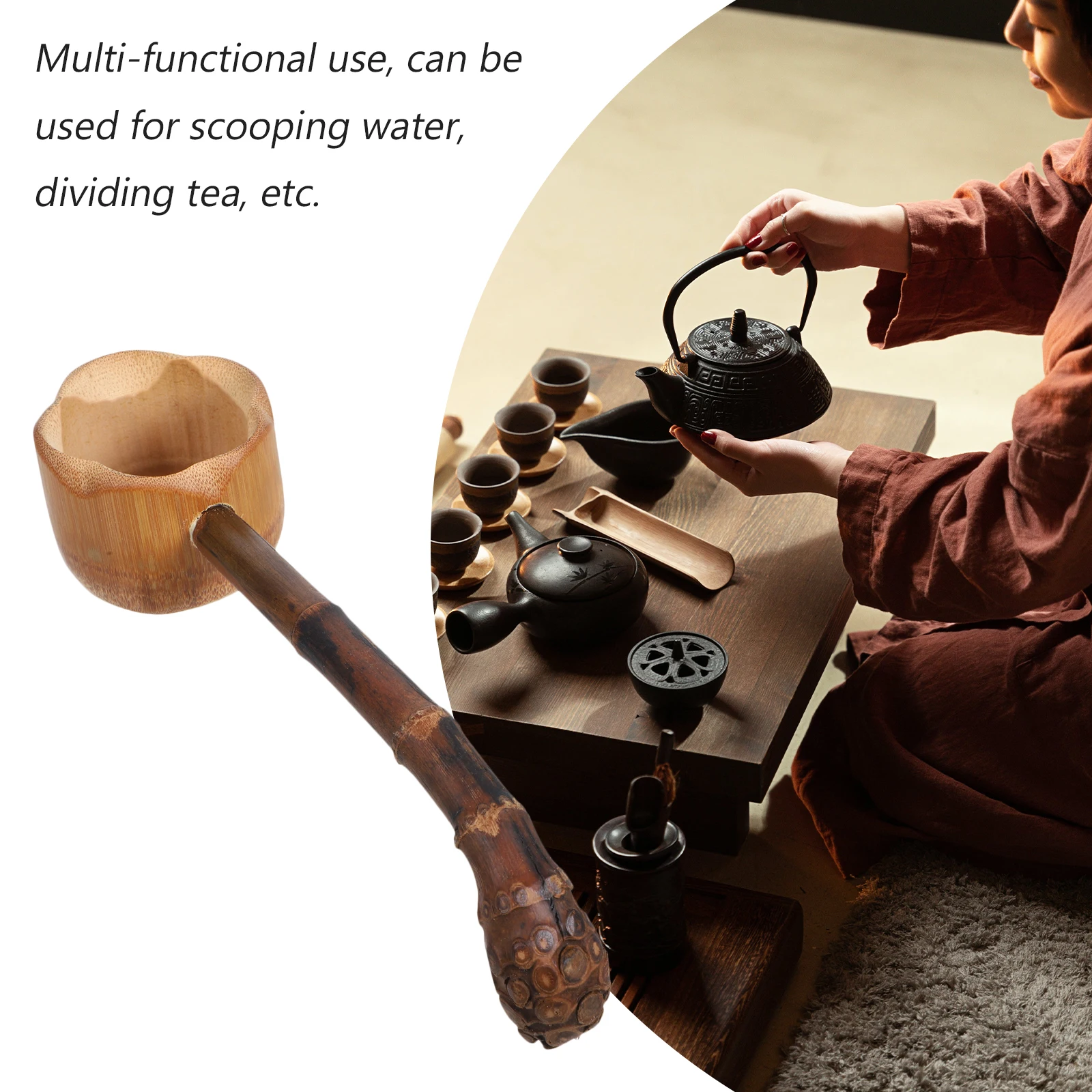 

Retro Bamboo Wine Ladle Long Handle Tea Ceremony Tool Kitchen Gadgets Water Dipper Scoop Home Supplies Garden Watering Spoon Tea